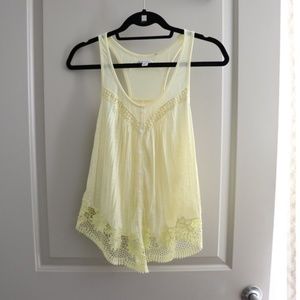 Yellow Tank with Crochet Detail